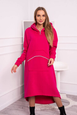 Zateplené šaty s kapucí ve fuchsiové barvě