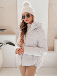 Dámská zimní bunda LOVEWARM krátká prošívaná s kapucí bílá FashionStreet TY5042 XXL