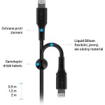 Fixed FIXDLS-CL12-BK Liquid silicone USB-C / Lightning, 1,2m, černý