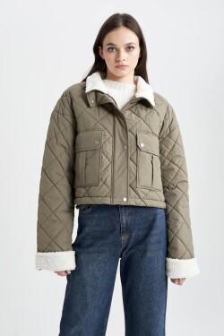 DEFACTO Waterproof Relax Fit Quilted Faux Fur Jacket Coat