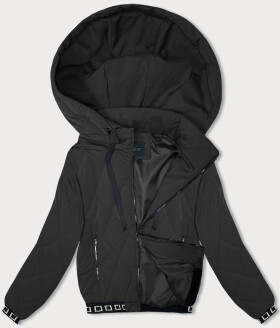 Černá prošívaná bunda ozdobnými stahovacími lemy (16M9085-392) odcienie czerni