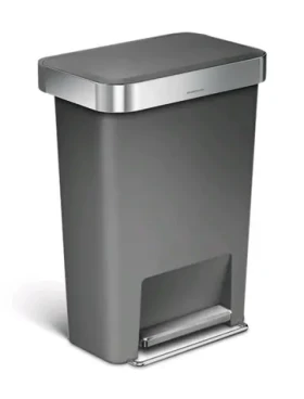 Simplehuman Pedálový odpadkový koš – 45 l / kapsa na sáčky/ obdélníkový/ šedý plast / nerez (CW1386CB)