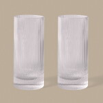 Ferm Living Vysoké sklenice Ripple Clear 480 ml – set 2 ks, čirá barva, sklo