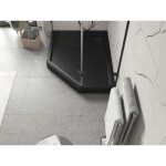 MEXEN - Flow+ pětiboká sprchová vanička levá 90 x 80, černá mat 46P708090LH