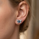 Jemné náušnice motýlci - stříbro 925/1000, Modrá