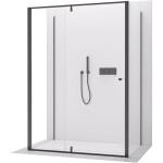 CERANO - Třístěnný sprchový kout Santini U L/P - 6 mm - černá matná, transparentní sklo - 110x90x195 - pivotový CER-8050BD7873