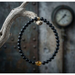 Luxusní pánský náramek Samuel - jantar, turmalín, Černá 21 cm