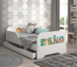 DumDekorace Dětská postel MIKI, 160 x 80 cm, s matrací a lamelovým roštem – DINO KIDS