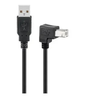 MicroConnect kabel USB2.0 A (M) - USB2.0 B 90° úhel (M) 1.8m černá / 480Mbit/s (USBAB2ANGLED2)