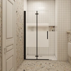 H K Zalamovací WALK-IN zástěna Melody Black Line WF1 70x195, čiré sklo
