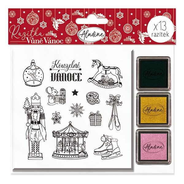Aladine Aladine, 55415, sada vánočních razítek s inkousty, Vůně Vánoc, 16 ks