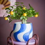 Bloomingville Obal na květiny Romy Blue, modrá barva, keramika