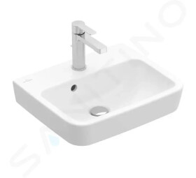 VILLEROY & BOCH - O.novo Umývátko 450x370 mm, s přepadem, otvor pro baterii, AntiBac, CeramicPlus, alpská bílá 434445T2