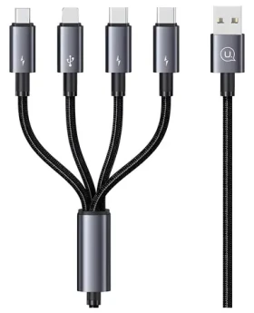 USAMS SJ739 černá / Datový kabel / 4v1 / 2x USB-C, Lightning, microUSB / 15W / 1,2 m (SJ739USB101)