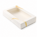 Cake star Elegantní bílá krabice s okénkem Pure – laminovaná 25 x 20 x 5,5 cm