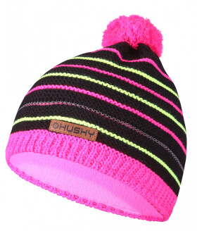 Dětská čepice Cap 34 černá/neon růžová Velikost: XS
