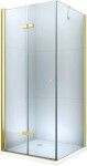 MEXEN/S - Lima sprchový kout zalamovací 90x100, sklo transparent, zlatá + vanička 856-090-100-50-00-4010