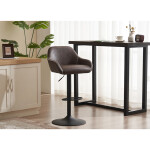 Židle barová, potah hnědá látka v dekoru vintage kůže, chromová podnož