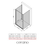 CERANO - Třístěnný sprchový kout Ferri U L/P - 6 mm - černá matná, transparentní sklo - 100x100x195 - pivotový CER-8050BD7850