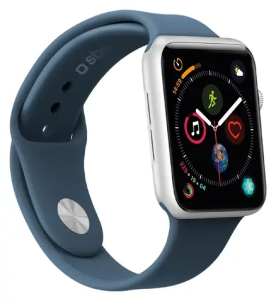 SBS caseme silikonový řemínek pro Apple Watch 42/44/45 mm M modrá / Řemínek / Silikon / Velikost M