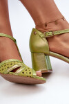 Dámské kožené sandály na podpatku Maciejka 06551-09 limetkové 37
