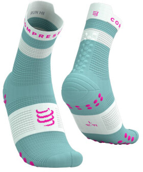 Běžecké kompresní ponožky Compressport Pro Racing Socks v4.0 Run High - Ether/Neon Pink Velikost: EU 42-44
