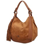 Módní dámská semišová/koženková kabelka na rameno Margit, hnědá