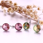 Náušnice Swarovski Elements Amanda Ametyst, Fialová