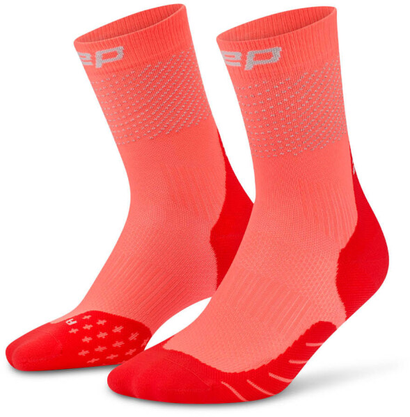 CEP pánské běžecké kompresní ponožky REFLECTIVE PRO 3.0 - neon coral Velikost: III (20,5-23 cm obvod kotníku)