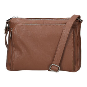 Stylová dámská kožená crossbody Robertina, hnědá