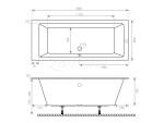 Lansanit Vana obdélníková EX 1800x800 mm, včetně nohou LANEX180X80