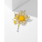 Exkluzivní brož Swarovski Elements Leanne - exotická květina, Žlutá