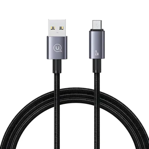 USAMS SJ668 černá / Datový kabel / USB-A - MicroUSB / 2A / 1,2 m / nylon (SJ668USB01)