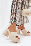 Dámské sandály z eko kůže na podpatku a platformě světle béžové Tamirella 41