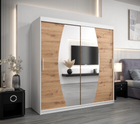 Šatní skříň Abi E0 Barva korpusu: Bílá, Rozměry: 200 cm, Dveře: Dub artisan