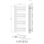 CERANO - Koupelnový radiátorový set Theo - ústřední vytápění - asymetrické připojení 50 mm - 575W - bílá lesklá - 1200x500 mm CER-031859