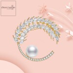 Brož s perlou a Swarovski Elements krystaly Jacinta, Zlatá