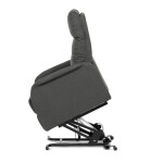 Křeslo polohovací, eletrické, šedá látka.