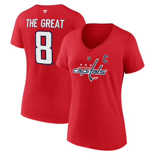 Fanatics Dámské tričko Alex Ovechkin #8 Washington Capitals NHL The GR8 Chase Name & Number V-Neck T-Shirt Velikost: L