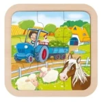 GOKI Dřevěné puzzle Farma