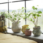 MADAM STOLTZ Kameninový obal na květináč Off White, krémová barva, keramika