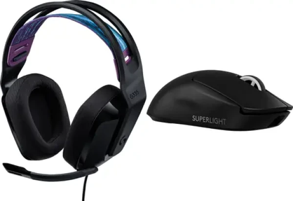 Logitech G335 černá + G PRO X SuperLight 2 / Herní set / Sluchátka s mikrofonem + herní myš