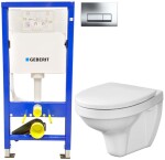 GEBERIT DuofixBasic s chromovým tlačítkem DELTA51 + WC CERSANIT DELFI + SOFT SEDÁTKO 458.103.00.1 51CR DE2