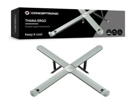 Conceptronic skládací stojan na notebook šedý / Stojan na notebook / 17,3" / nosnost 5 kg / 8 výškových pozic (THANA11G)