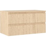 MEXEN/S - Rivel koupelnová skříňka pod umyvadlo 90 cm s deskou, 2 zásuvky, reliéf , dub 91A20-09047-2-BFFC81