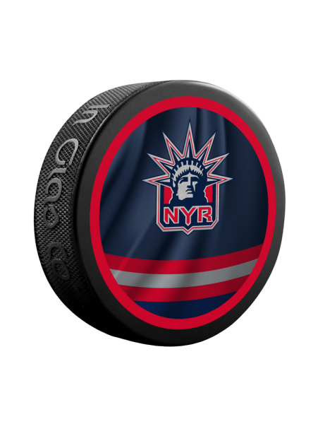 Inglasco / Sherwood Puk New York Rangers Reverse Retro Jersey Souvenir Collector Hockey Puck