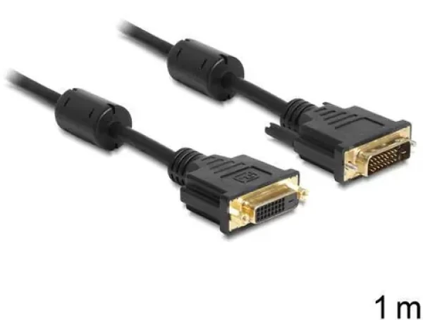DeLock DVI-D 24+1 černá / Prodlužovací kabel / samec samice / 1 m / pozlacené konektory (83185)