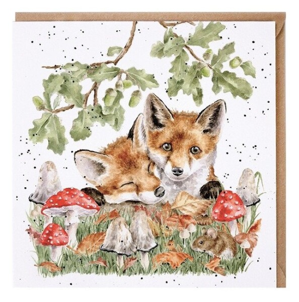 Přání Wrendale Designs Under the Oak Tree, 15x15 cm - Lišky