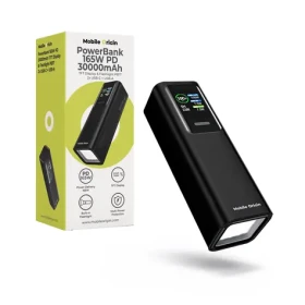 Mobile Origin PB17 vesmírně šedá / Powerbanka / 30 000 mAh / TFT displej / Svítilna / 165 W / 2x USB-C + USB-A (MO-30DF-PB17)