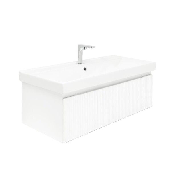 Koupelnová skříňka s baterií a umyvadlem SAT Evolution 1 98x30x44,8 cm bílá mat SATEVO100WMU1B SATEVO100WMU1B